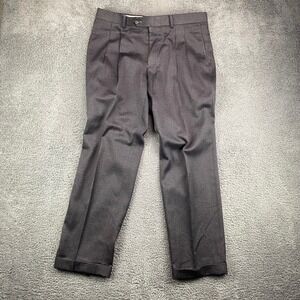 Ralph Lauren Mens Gray Dress Pants Pleated Cuffed Hem Business Casual Size 34x30
